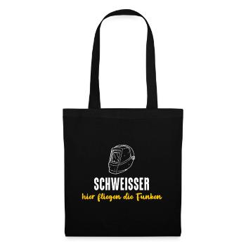 Schweißer Geschenk Helm Hier fliegen die Funken - Stoffbeutel - Schwarz - Vorne