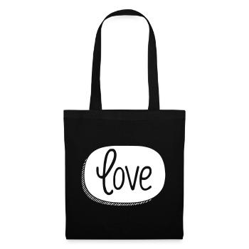 Love - Liebe - I love you - Ich liebe dich - Stoffbeutel - Schwarz - Vorne