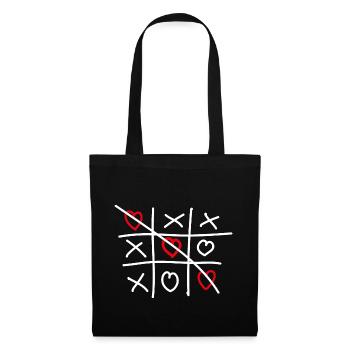 Tic Tac Toe Herzen - Stoffbeutel - Schwarz - Vorne