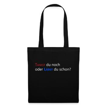 Tankst du noch oder lädst du schon? | Elektro Auto - Stoffbeutel - Schwarz - Vorne
