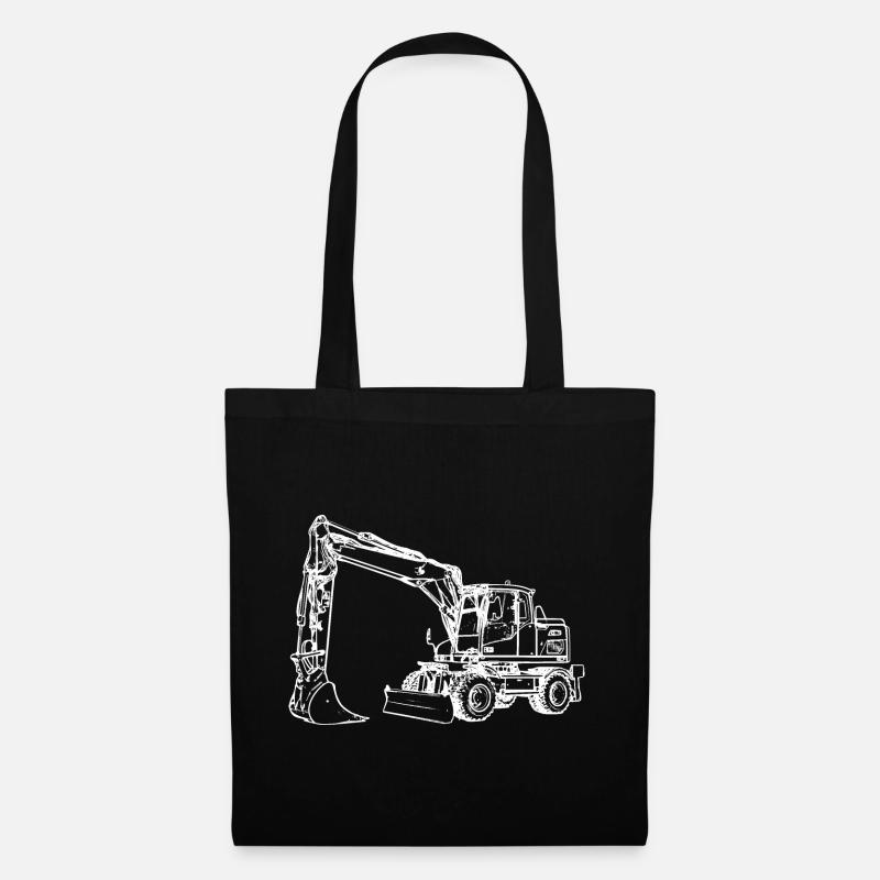 Bagger Radbagger Schaufelbagger weiß - Stoffbeutel - Schwarz