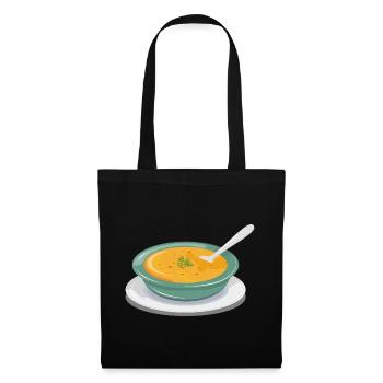 Gemüsesuppe in einem Teller mit einem Löffel - Stoffbeutel - Schwarz - Vorne