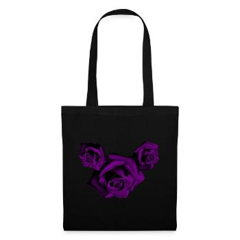 Roses - Roses violettes - Sac en tissu - noir - Devant
