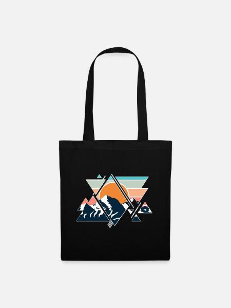 Natur Nature Berge Mountains Sonne Sun Wandern - Stoffbeutel - Schwarz