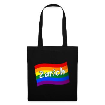 Gay Pride Zurich Suisse drapeau arc-en-ciel LGBTQ - Sac en tissu - noir - Devant