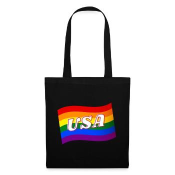 Gay Pride USA Amérique drapeau arc-en-ciel FIERTÉ LGBTQ - Sac en tissu - noir - Devant