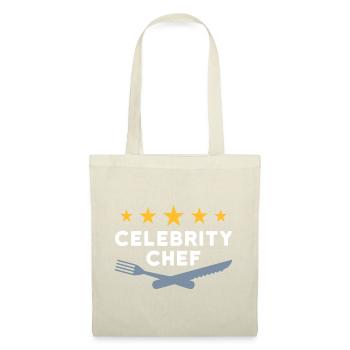 Chef célèbre (cinq étoiles, fourchette, couteau) - Sac en tissu - nature - Devant