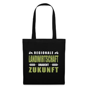 Landwirt Regionale Landwirtschaft Braucht Zukunft - Stoffbeutel - Schwarz - Vorne