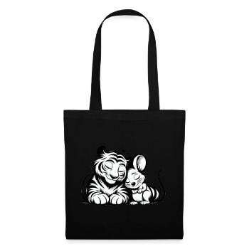 Câlin Tigre Et Souris Amoureux - Sac en tissu - noir - Devant