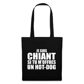 Man Who Loves It: Hot Dog. Funny Design Humor - Tote Bag - black - Front