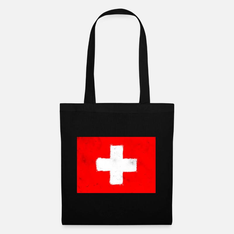 Flagge der Schweiz - Stoffbeutel - Schwarz