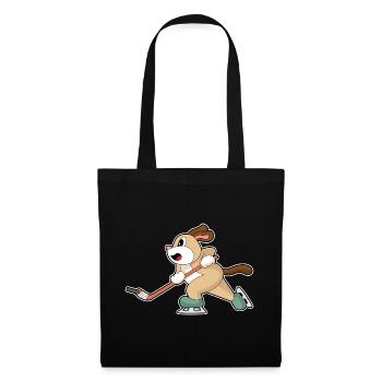 Chien Hockey Hockey Stick - Sac en tissu - noir - Devant