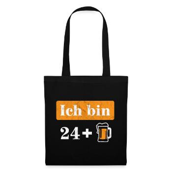 Ich bin 24 plus Bier 25. Geburtstag - Stoffbeutel - Schwarz - Vorne