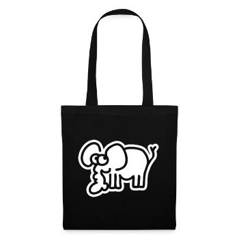 Kleiner Elefant – süßes Safari Comic Tier-Motiv - Stoffbeutel - Schwarz - Vorne