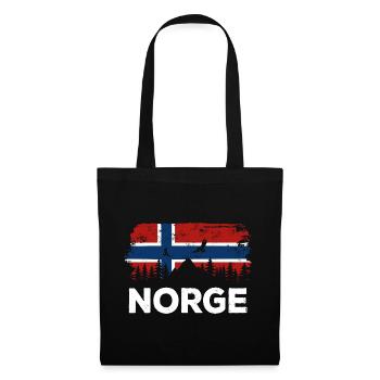 Norge - Norwegen Flagge - Urlaub Natur Geschenk - Stoffbeutel - Schwarz - Vorne