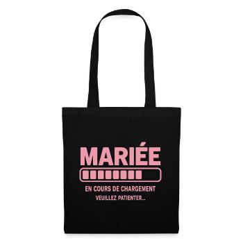 Mariée en cours de chargement humour EVJF - Sac en tissu - noir - Devant