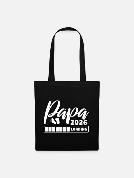 Papa 2026 loading - Schwangerschaft - Geschenk - Stoffbeutel - Schwarz