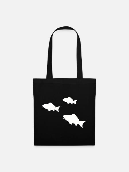 Fische Tropenfisch Silhouette - Stoffbeutel - Schwarz