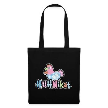 HUHNikat Hühner Fans -  Hahn - Gockel - Bio - Stoffbeutel - Schwarz - Vorne