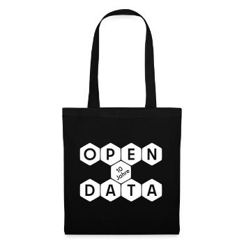 Open Data 10 Jahre Jubiläum (hell) - Stoffbeutel - Schwarz - Vorne