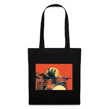 Wild Bear jouant de la batterie Rétro Vintage - Sac en tissu - noir - Devant
