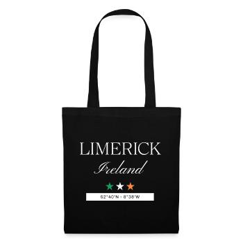 Limerick Irland Souvenir – Reise Koordinaten - Stoffbeutel - Schwarz - Vorne