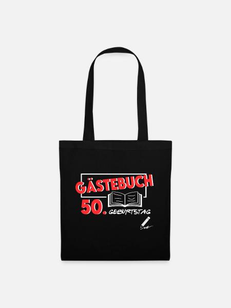 Gästeliste Gästebuch 50. Geburtstag Happy Birthday - Stoffbeutel - Schwarz