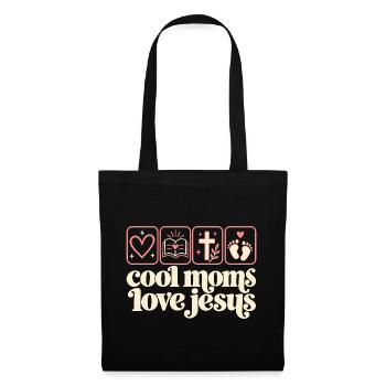 Cool Moms Love Jesus Christian Mom Faith Cross - Stoffbeutel - Schwarz - Vorne