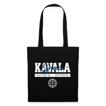 Kavala Griechenland Koordinaten Reise Souvenir - Stoffbeutel - Schwarz - Vorne