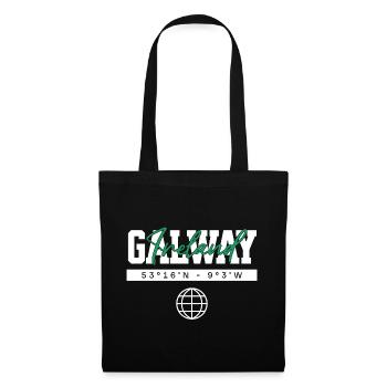 Galway Irland Koordinaten Reise Souvenir - Stoffbeutel - Schwarz - Vorne