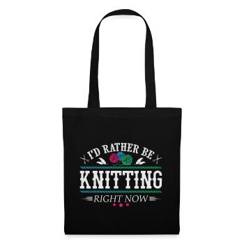 I'd rather be knitting - Stoffbeutel - Schwarz - Vorne