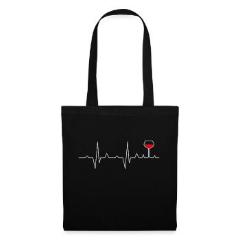 Wine glass pulse white - Tote Bag - black - Front