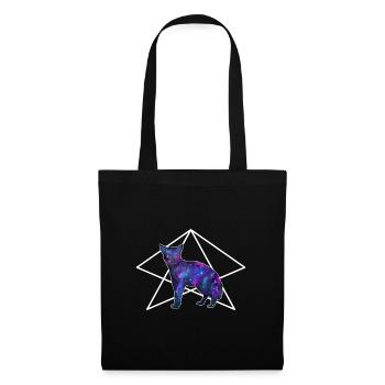 Galaxy Cat Halloween Witch Geschenk Katze - Stoffbeutel - Schwarz - Vorne