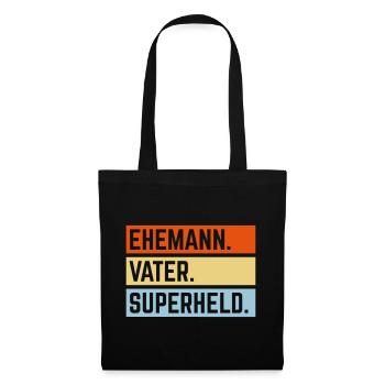 Ehemann Vater Superheld (Super Papa Superpapa 3C) - Stoffbeutel - Schwarz - Vorne