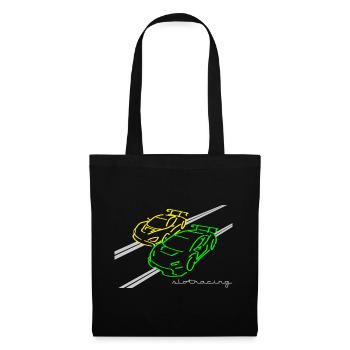 Slotracing 2 cars yellow green - Stoffbeutel - Schwarz - Vorne