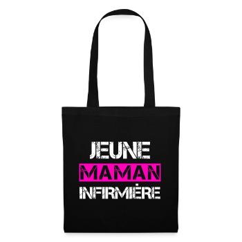 Jeune Maman Infirmière - Sac en tissu - noir - Devant