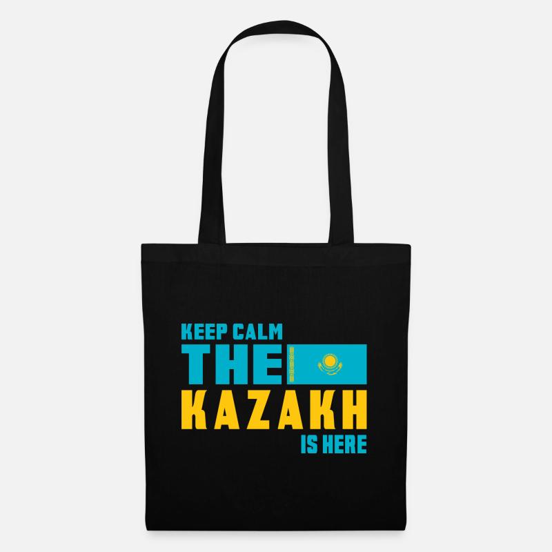 Design du drapeau Keep Calm Kazakhstan - Sac en tissu - noir