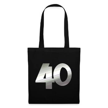 geschenk, 40 metallisch - Stoffbeutel - Schwarz - Vorne