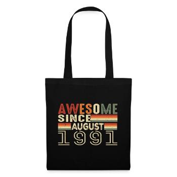 August 1991 Vintage Geburtstagsgeschenk 33 Jahre - Stoffbeutel - Schwarz - Vorne