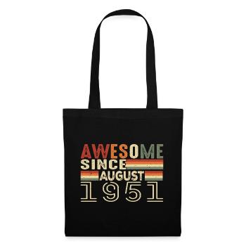August 1951 Vintage Geburtstagsgeschenk 73 Jahre - Stoffbeutel - Schwarz - Vorne