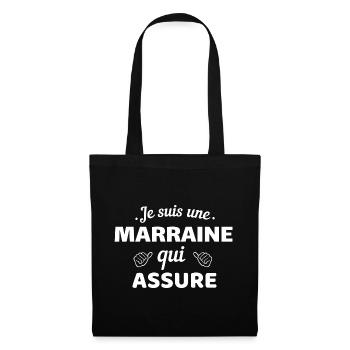 Tee humoristique je suis une marrain qui assure - Sac en tissu - noir - Devant