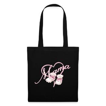 Maman avec coeur et chaussures bébé fille rose - Sac en tissu - noir - Devant