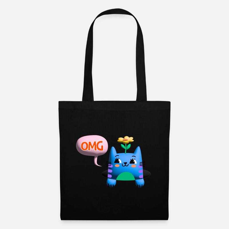 OMG chat mignon bulle 3d - Sac en tissu - noir