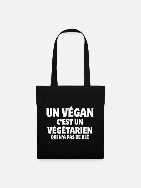 vegan, vegan, vegetarisch, Lebensmittel - Stoffbeutel - Schwarz