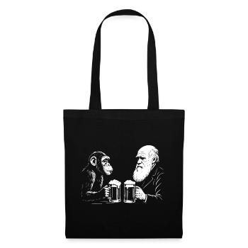 Charles Darwin is drinking beer with monkey - Tote Bag - black - Front