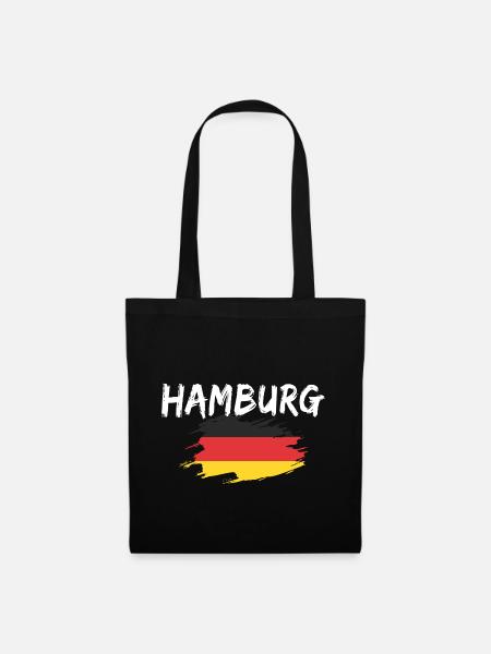 Hamburg Deutschland Flagge - Stoffbeutel - Schwarz