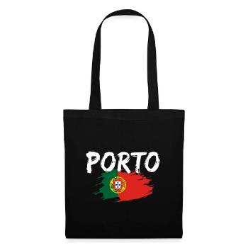 Porto Portugal Flagge - Stoffbeutel - Schwarz - Vorne