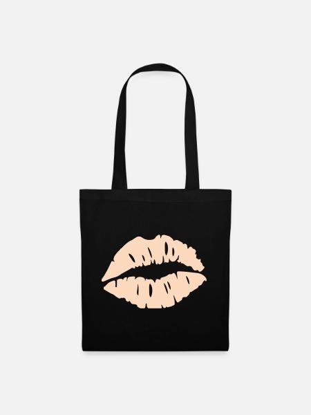 Lippen Silhouette - Stoffbeutel - Schwarz