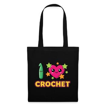 I Love Crochet Häkeln - Stoffbeutel - Schwarz - Vorne