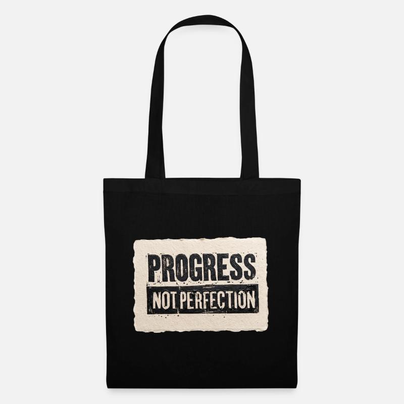 Progress-not-perfection - Stoffbeutel - Schwarz